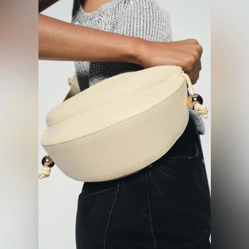 Zara‎ Cream Crossbody Purse Bag Gold Bohemian